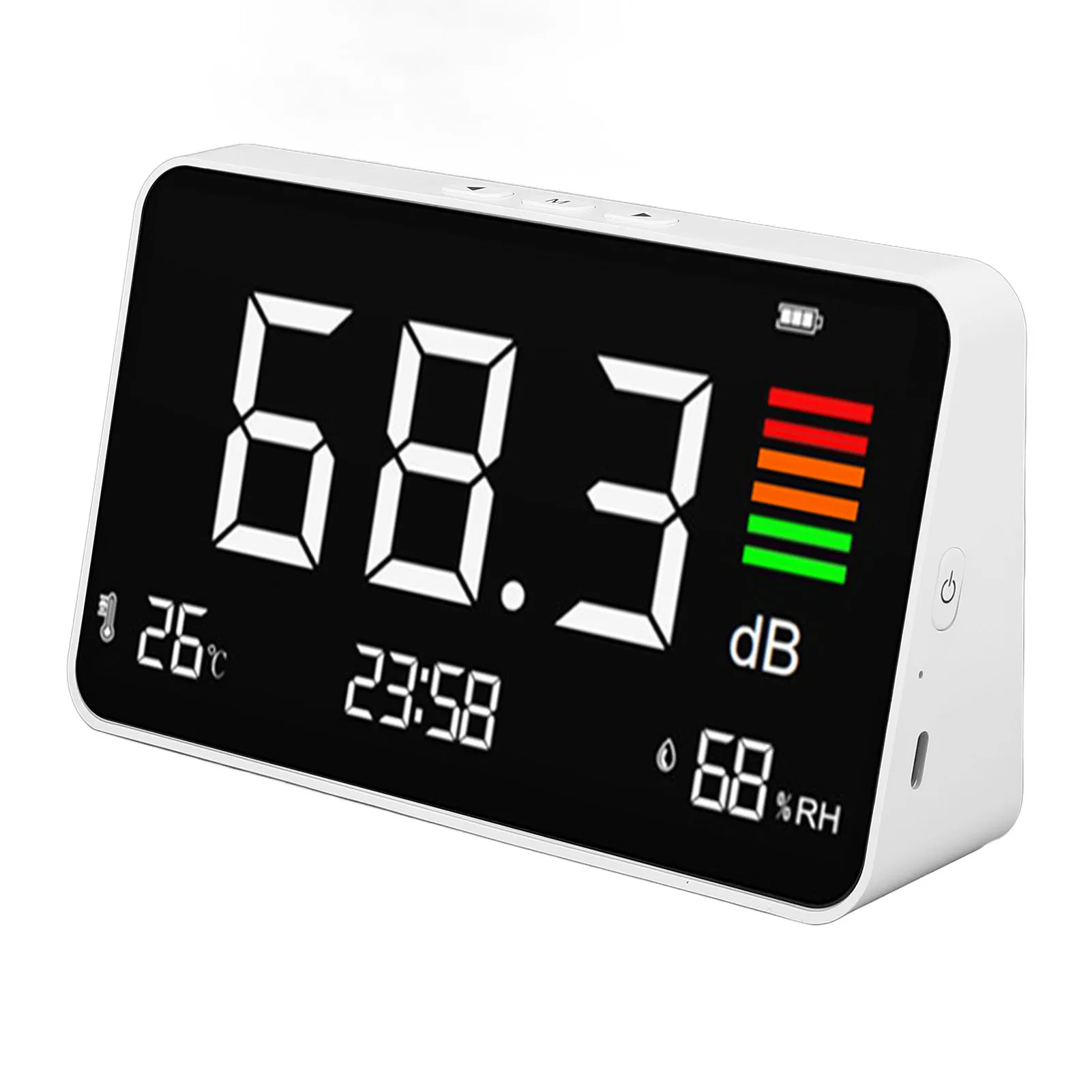 Sound Level Meter 2000mAh Battery Type C Charging 30-130dBA 14-140℉ Temp Range Desktop Decibel Meter for Home Factory Workshop