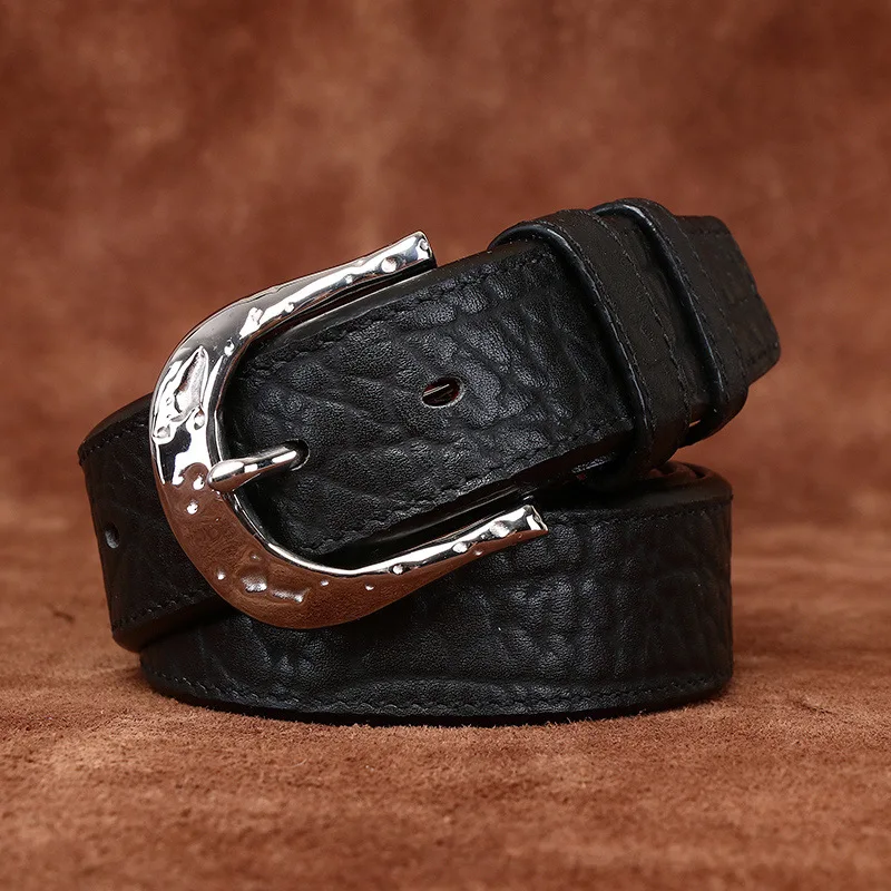 

Men's fashion high-end double-sided bison leather belt first layer cowhide men's business belt