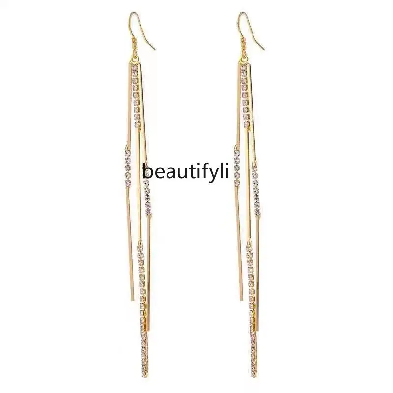 

Tassel earrings women's autumn niche high-end light luxury sterling silver earrings temperament atmospheric earrings