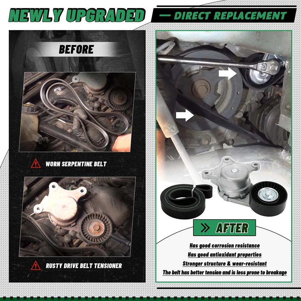 محرك سيربنتين حزام الموتر محرك عدة لفورد إيدج اكسبلورر فليكس 3.5L/3.7L 12-19 BT4E-6B209-CC و 6PK1140 7T4E6B209EB CPY47