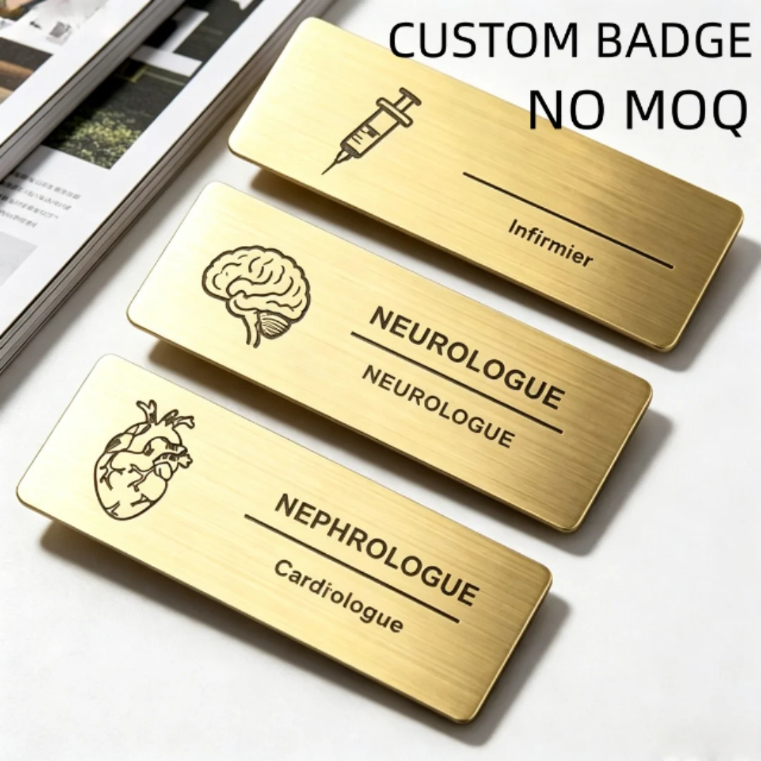

Custom LOGO Blank Metal Aluminium Sublimation Reusable Employee Staff Magnetic Nametag Name Badge with Magnet