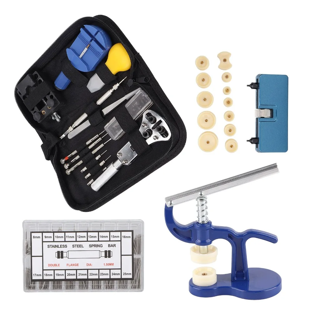 Alloy Watch Repair Tool Kit Black Storage Bag Multiple Sizes Watch Battery Replacement Tool Set Back Case Opener Tool