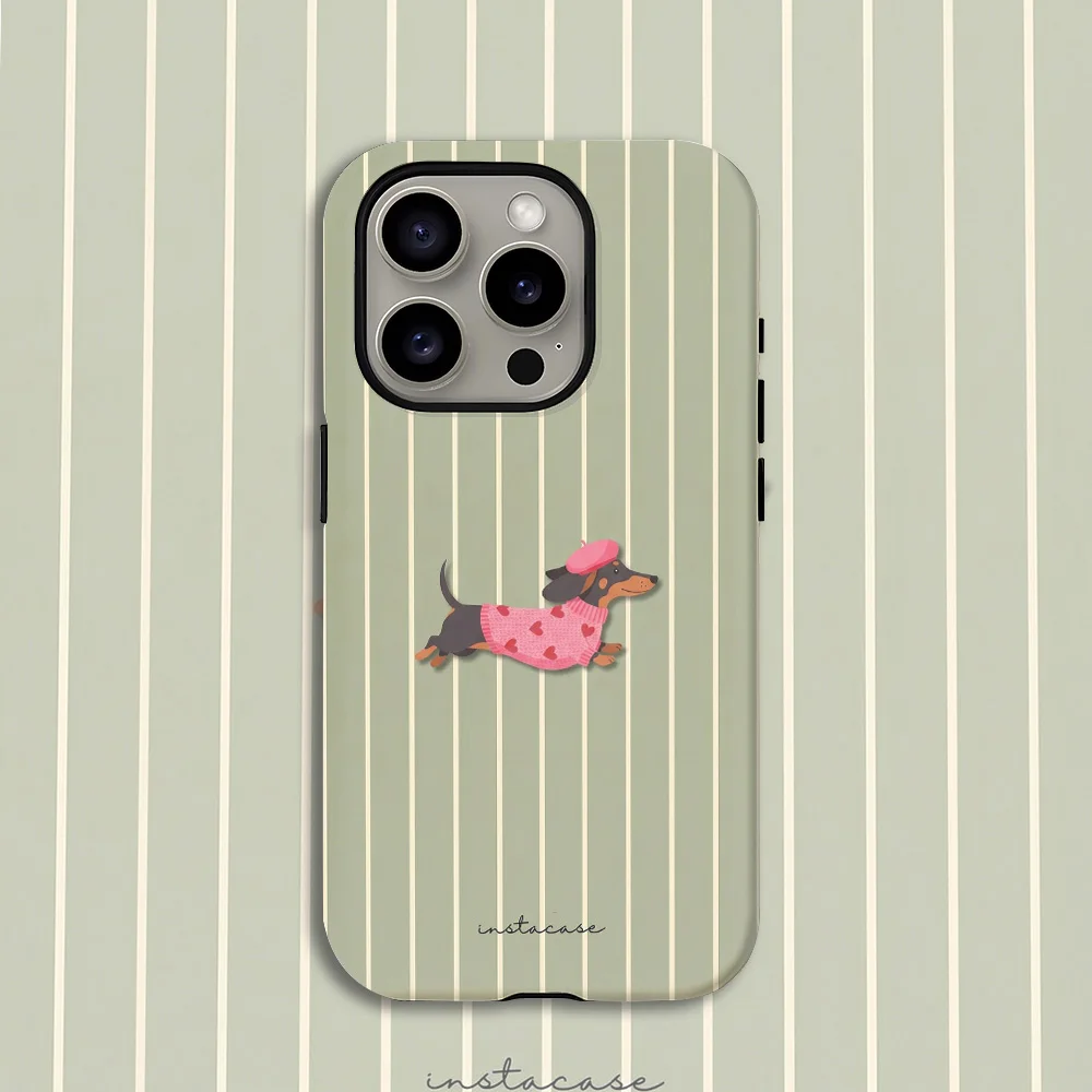Dachshund in Pink Phone Case for Samsung Galaxy S20 S23 S24 S25 S26 FE Plus Ultra Edge 4G 5G Luxury Double-layer Back Cover