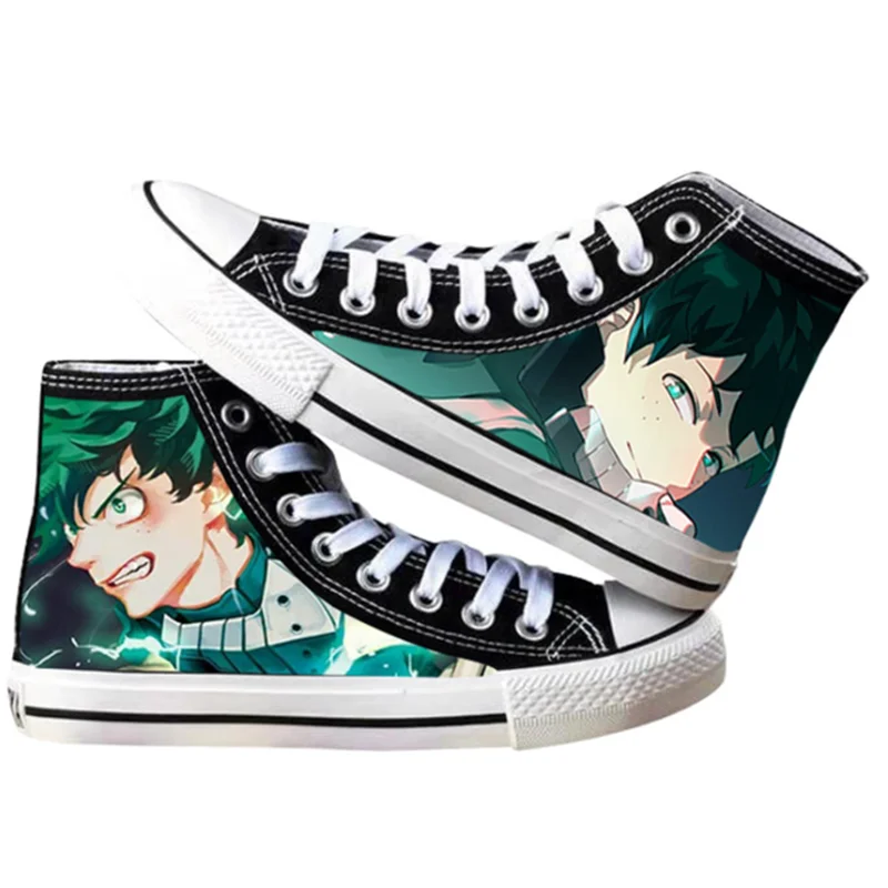 Sport Shoes Boku No My Hero Academia Midoriya Izuku Deku Bakugou Katsuki Todoroki Shoto Cosplay Printed High Top Canvas Shoes