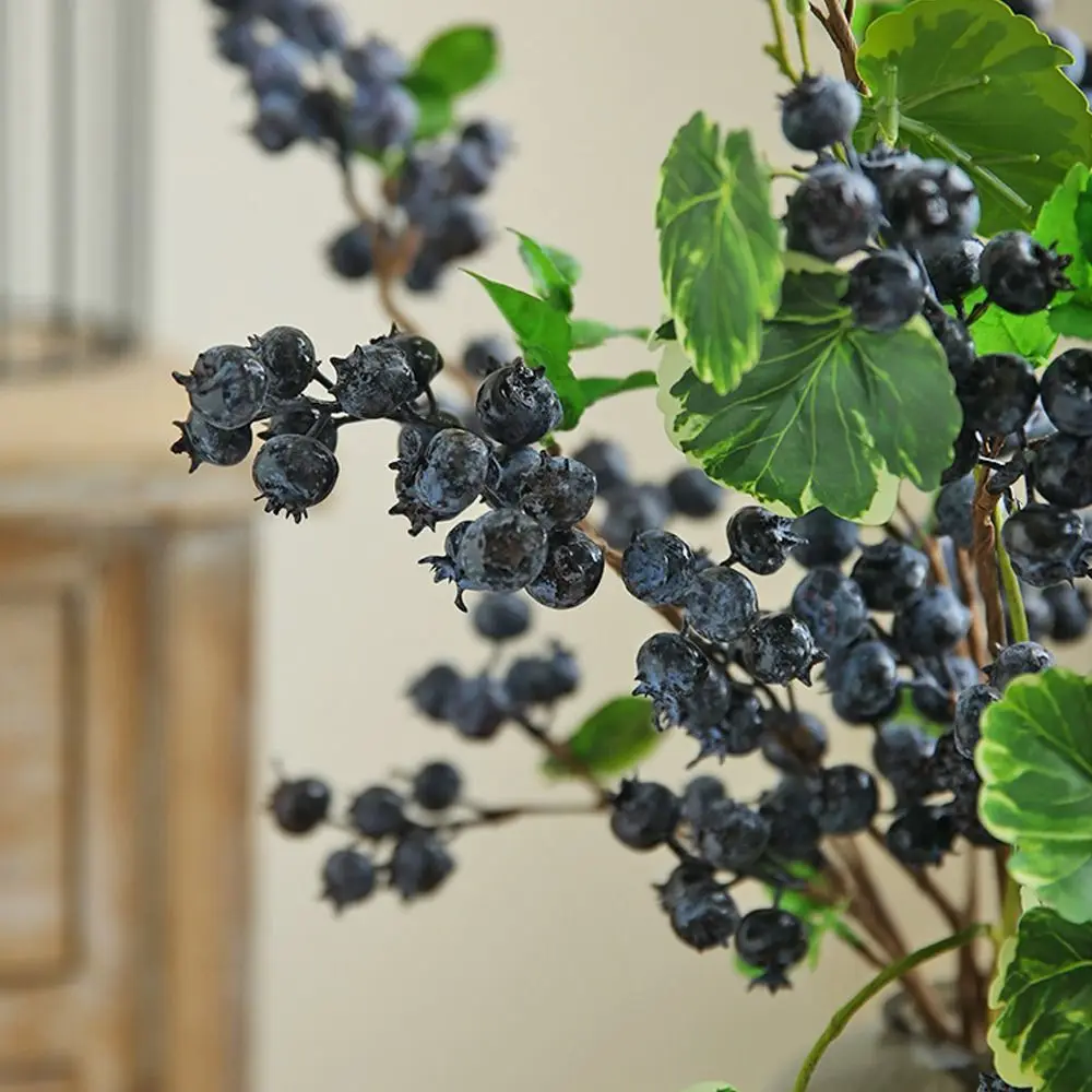 

Plastic Christmas Blueberry Fruit Branches Realistic Elegant Simulation Foam Red Berry Handmade Fake Plants