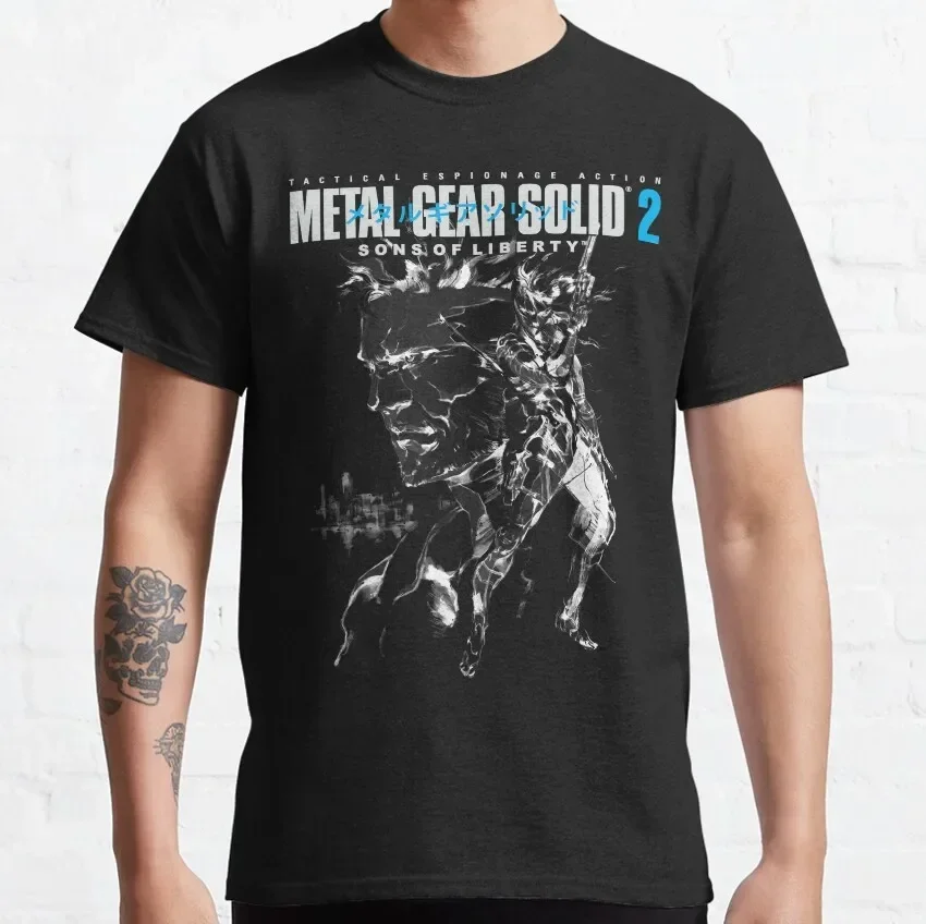 fashion manga MGS2   METAL GEAR SOLID 2: SONS OF LIBERTY Kojima productions solid snake  Foxhound Game T-Shirt for Men