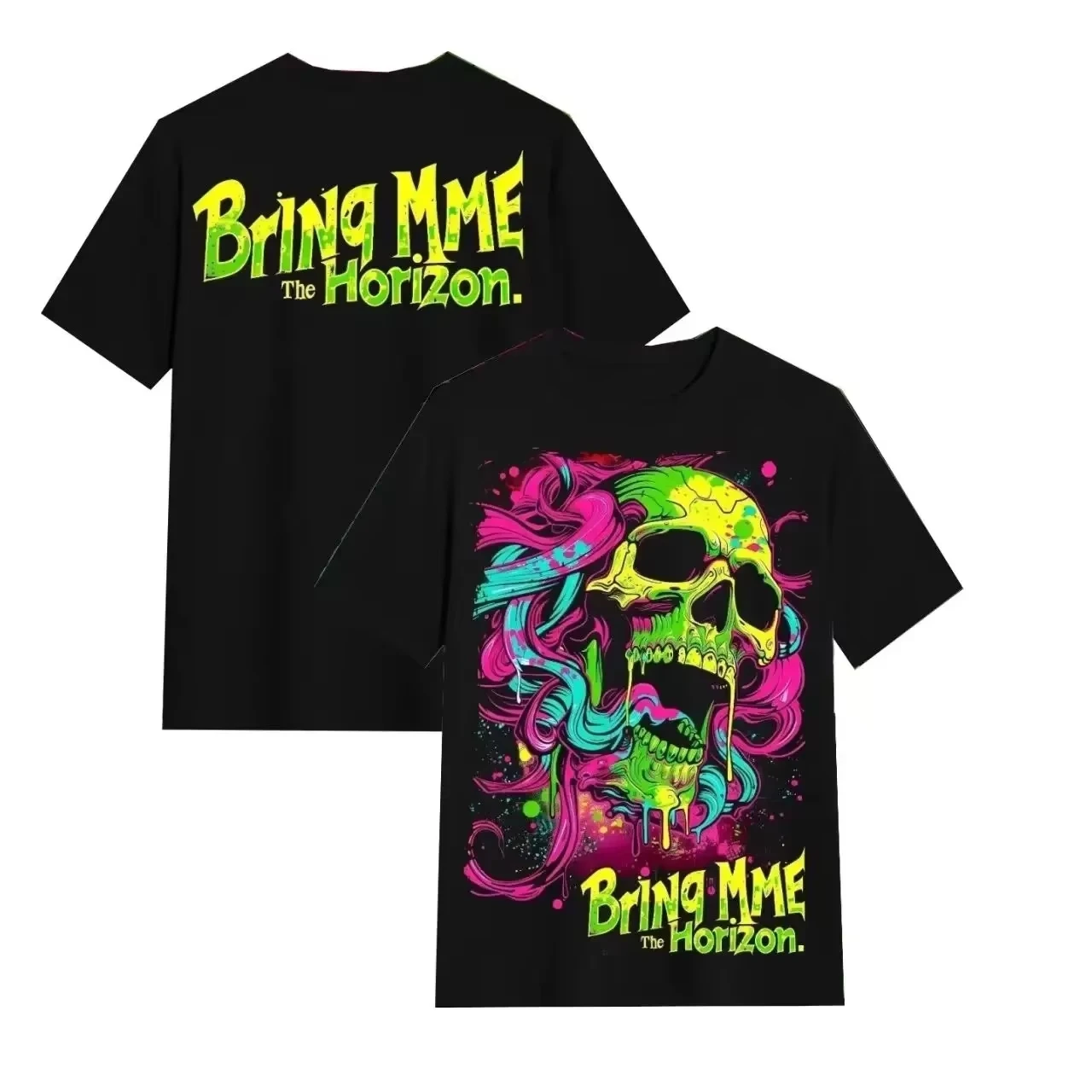 Bring Me The Horizon Anime Style Album Poster Graphic Print Men Cotton Tee Harajuku Y2K Fashion Tops Unisex Men's T-shirts