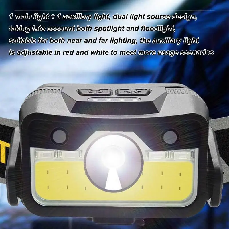 Motion Sensor Headlamp Rechargeable 6 Modes Motion Sensor LED Headlamp Rechargeable Waterproof Charging Headlight Bright Head