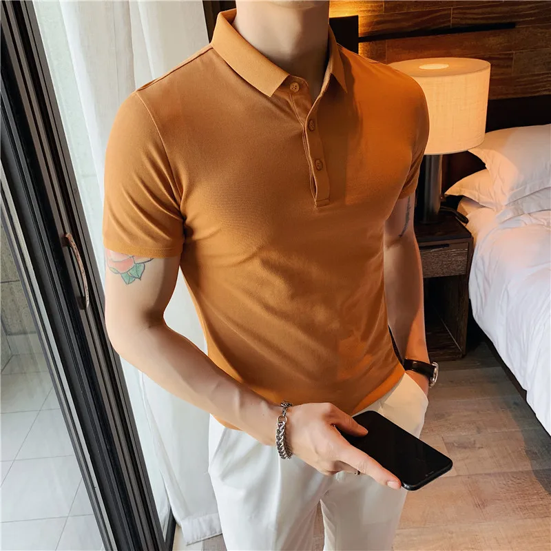 11 Colors Summer Solid Color Mercerized Cotton Polo Shirt Men Short Sleeve Slim Breathable Tee Male Business Social Joker Polos