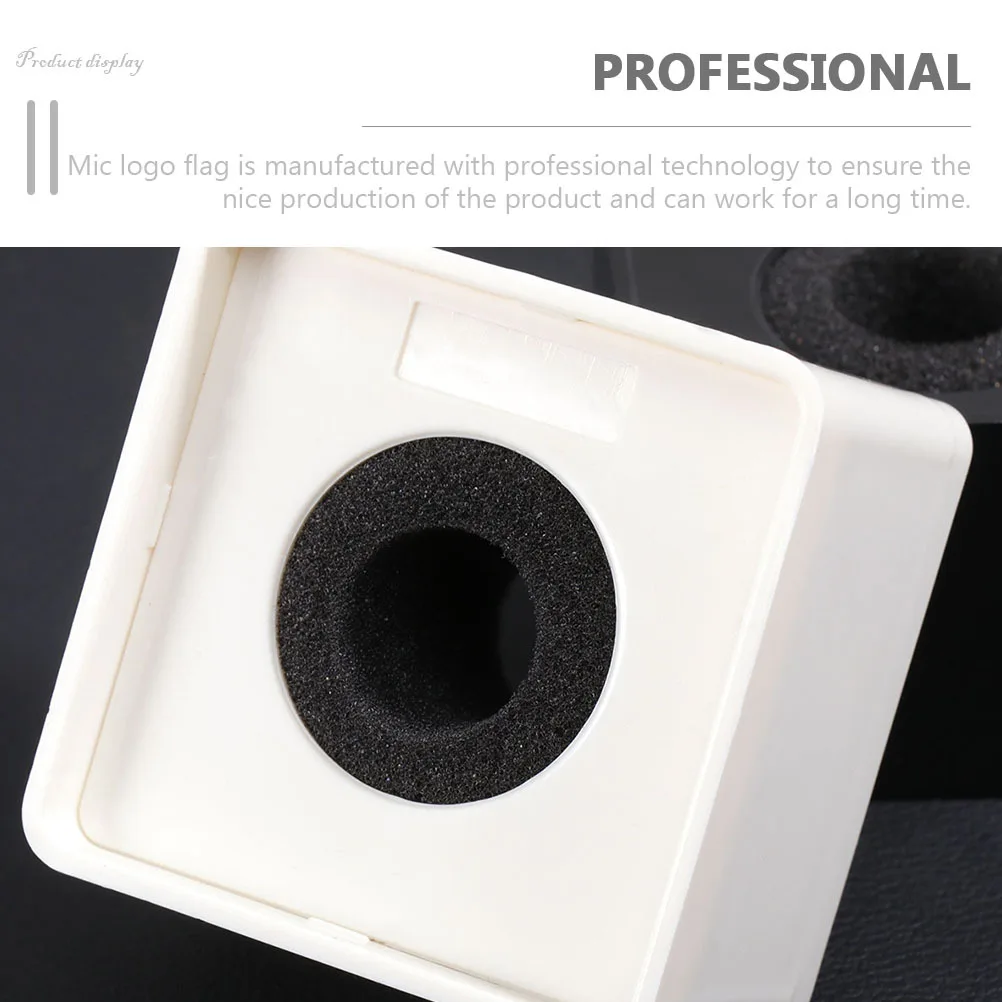 

4pcs Mic Station Logo Square Stand For Radio Broadcasting Studio Microphone Protector For Reporters Studio Equipment Supplies