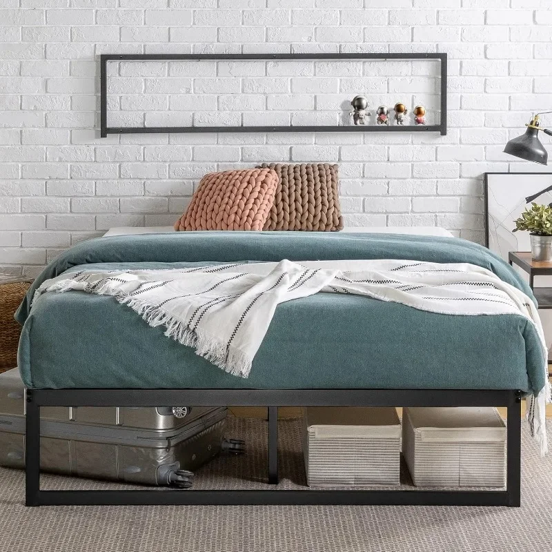 

Metal Platform Bed Frame / Mattress Foundation with Steel Slat Support / No Box Spring Needed / Easy Assembly, Queen