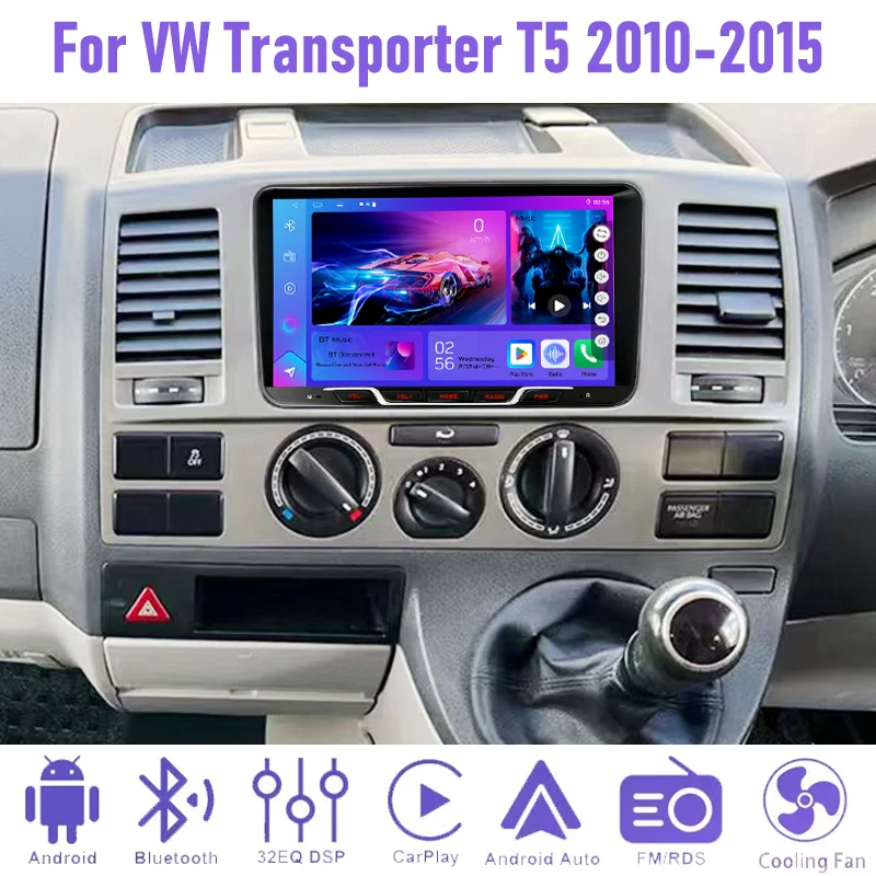 

9" 4+64GB Car Radio For VW Transporter T5 2010-2015 Android 15 Auto Support Wireless Apple Carplay 2DIN GPS QLED Touchscreen