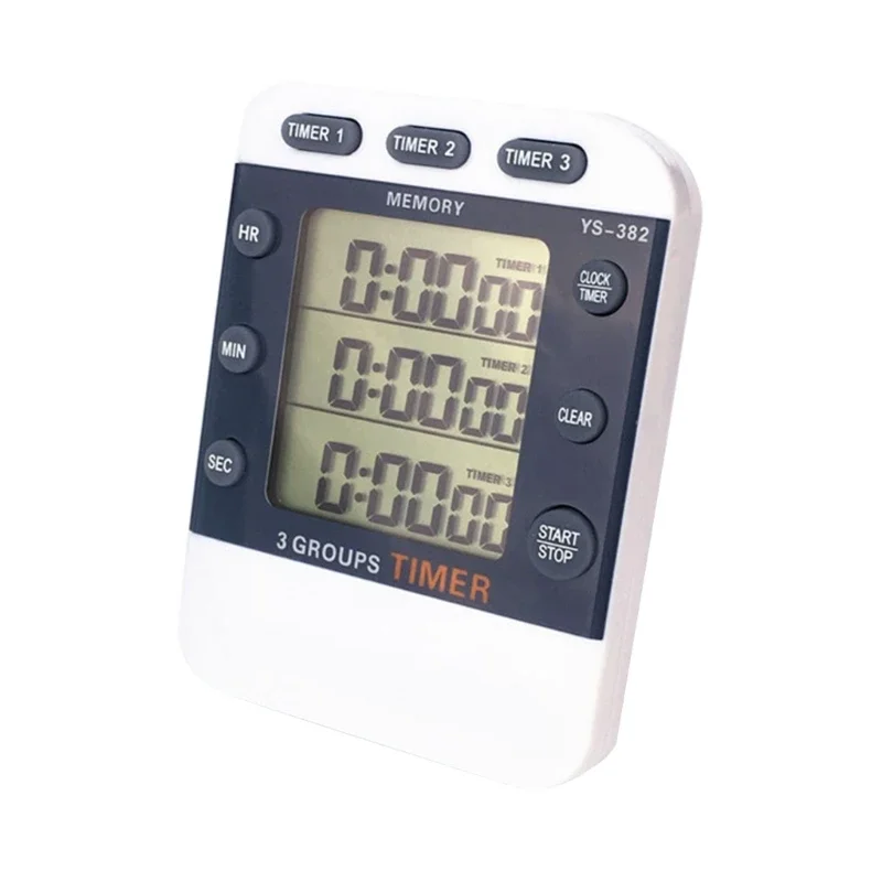 Grote display kooktimer keuken kooktimer pocket timer 3 channel count up/down timer met magneet- en rugclip