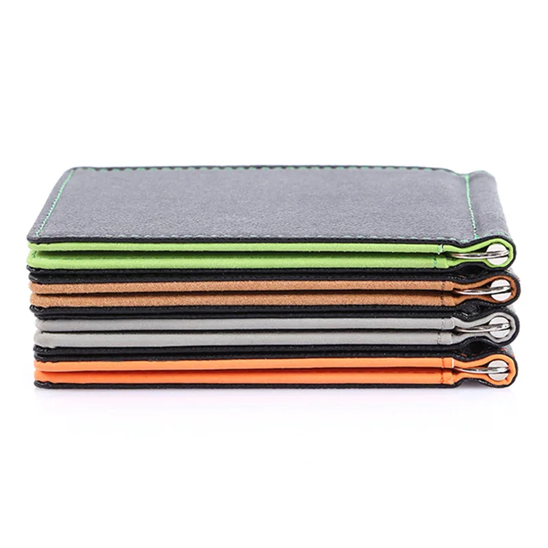 Men Slim Money Clip PU Leather Small Wallets Bifold Mini Card Holder Money Purse Ultra-thin Wallets for Man High Quality Cartera