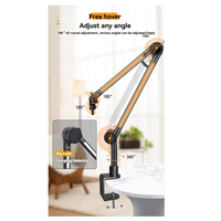 A10F-RGB Microphone Arm Stand,Mic Arm With RGB Light,Rotatable Suspension Boom Scissor Stand For Gaming Streaming