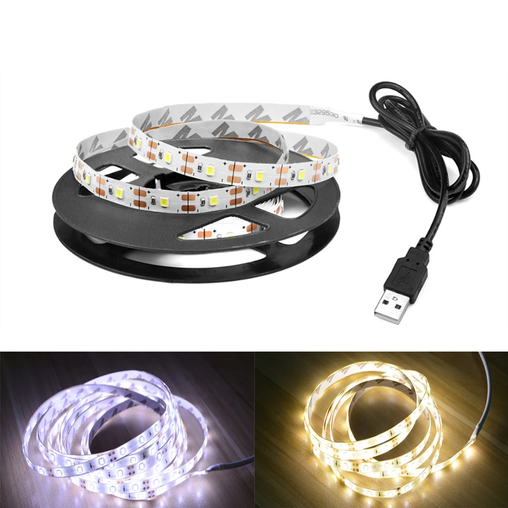 

1-5m USB LED Strips 2835 DC 5V White/Warmwhite Flexible Lamp Tape TV Background Lighting Ribbon Home Room Decor Lamp Night Light