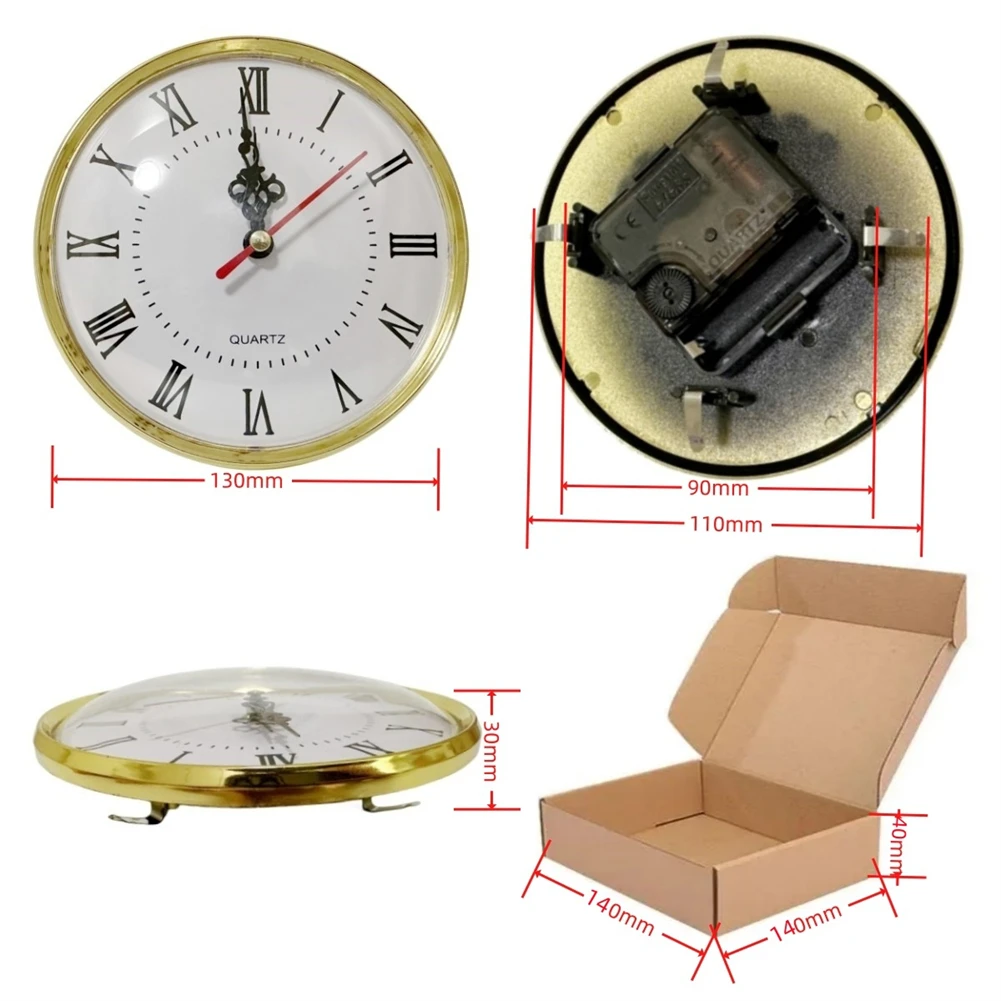 130MM Clock Quartz Movement Round Clocks For Head Insert Classic Clock Craft Roman Numerals Watch Handmade DIY Replacement Part