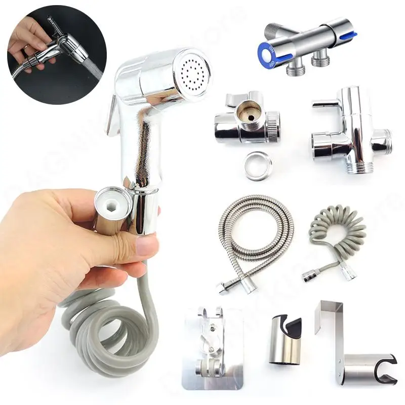 protable Handheld Toilet Bidet Faucet Sprayer ABS Shower Head Spray Gun water hose holder Tap set kit bathroom Self Cleaning V27