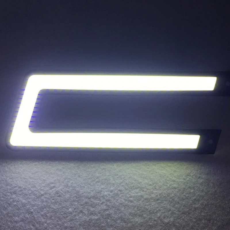 2PCs U Shape COB LED Light Universal Car Truck Daytime Running Light DRL DC12V White Day Bright Light Car Night Driving Fog Lamp