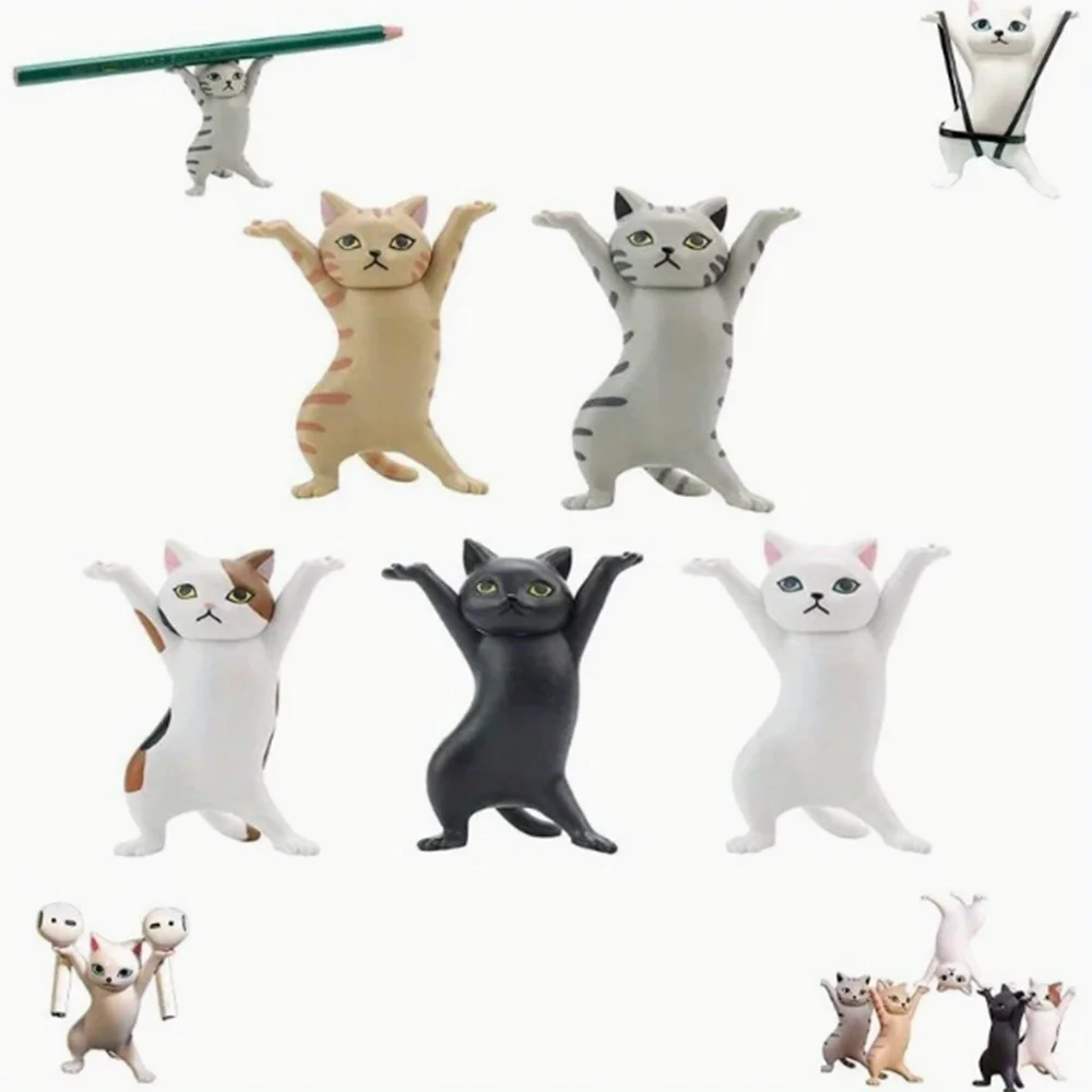 Dancing Cat Pen holder decoration hand up charming cat headphone storage Decoration cute cat desktop animals Decor cute interior
