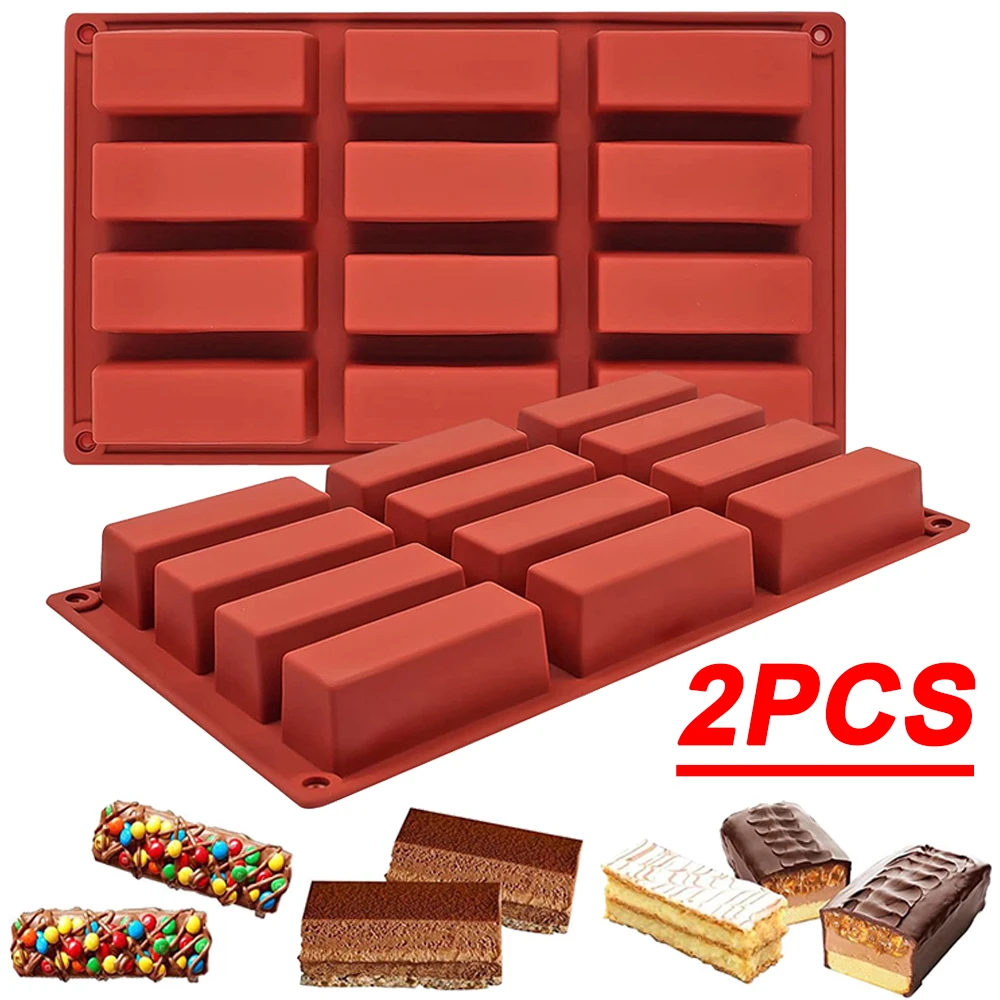 

2pc Silicone Cake Molds Cookie Chocolate Bar Molds Easy Release Durable Rectangle Candy Mold Baking Accessories Handmade Gifts