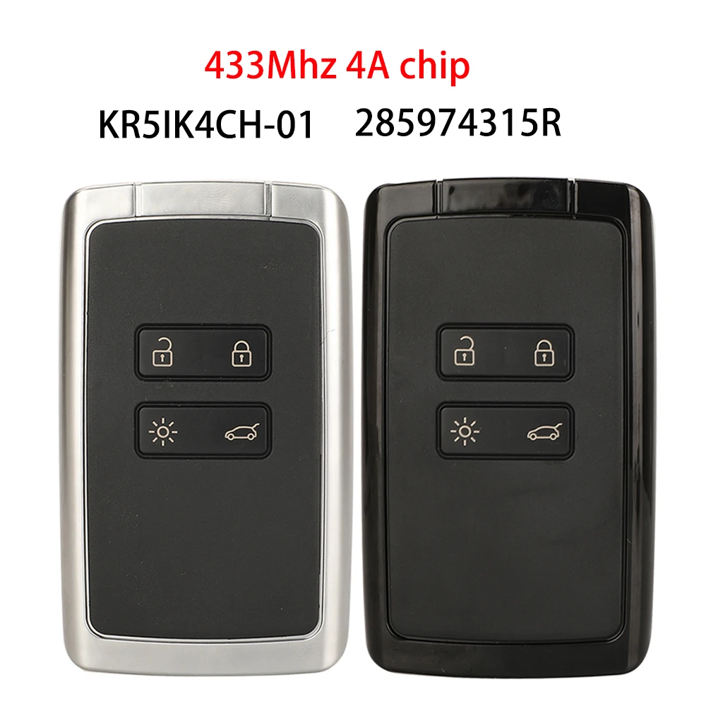 jingyuqin 285974315R Smart Remote Car Key 4A 433Mhz Fob for Renault Captur Megane Clio Zoe Escpace Koleos Talisman KR5IK4CH-01
