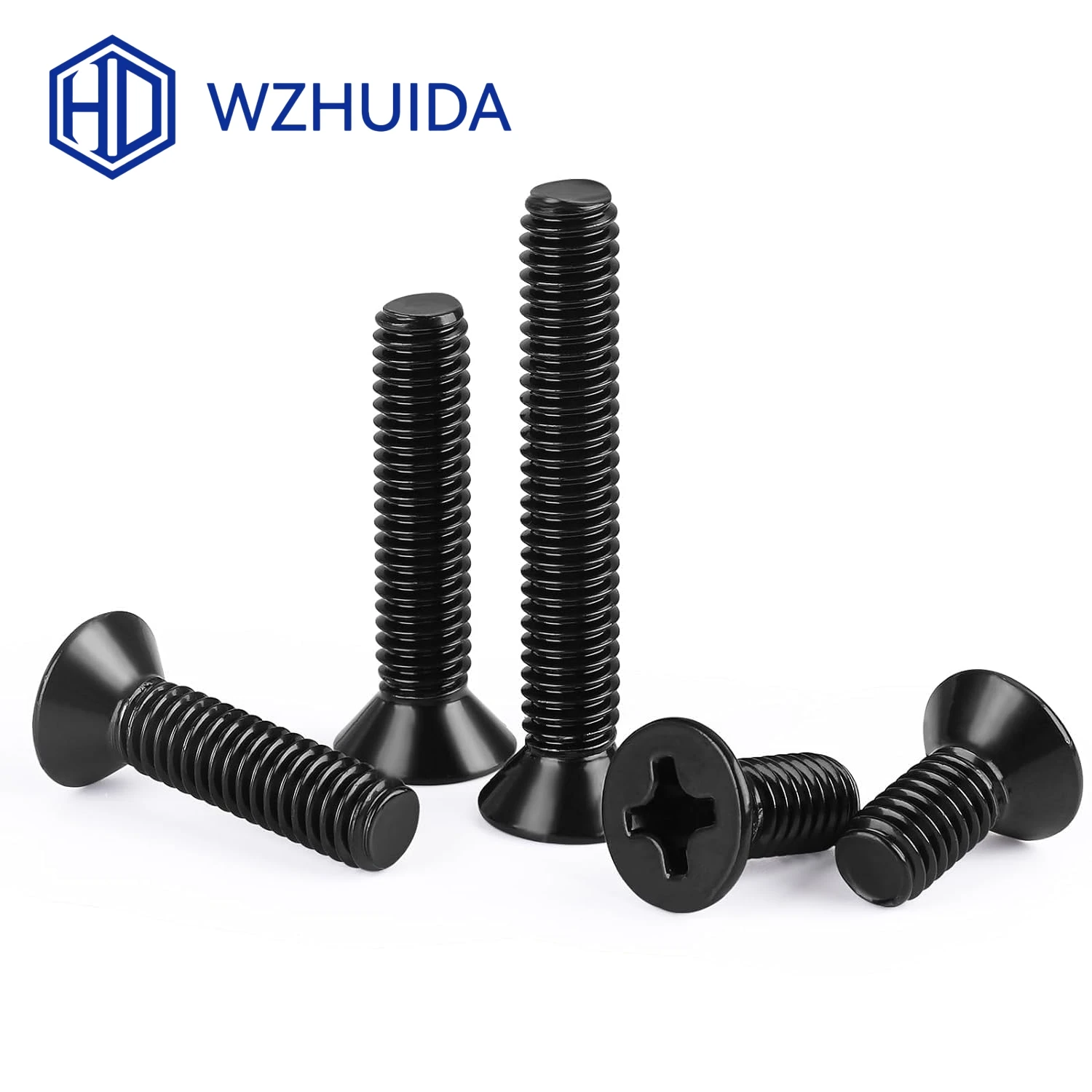 M1 M1.2 M1.4 M1.6 M1.7 M2 M2.5 M3 M3.5 M4 M5 Cruz Recesso Phillips Parafuso de cabeça escareada plana GB819 Aço carbono preto