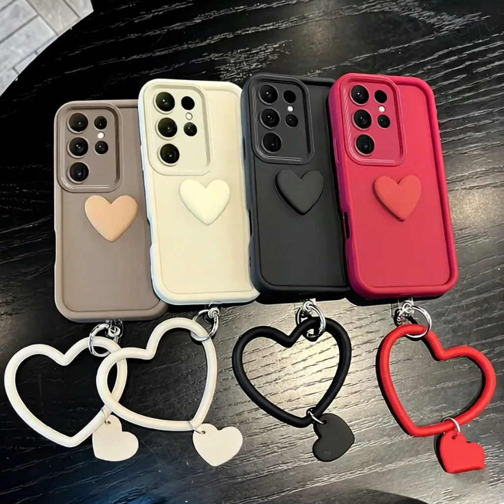 Cute 3D Love Heart+Bracelet Silicone Phone Case For Samsung Galaxy J4 J6 Plus J7 J2 Prime F56 F06 F05 F16 F15 F34 F54 5G F04 F13