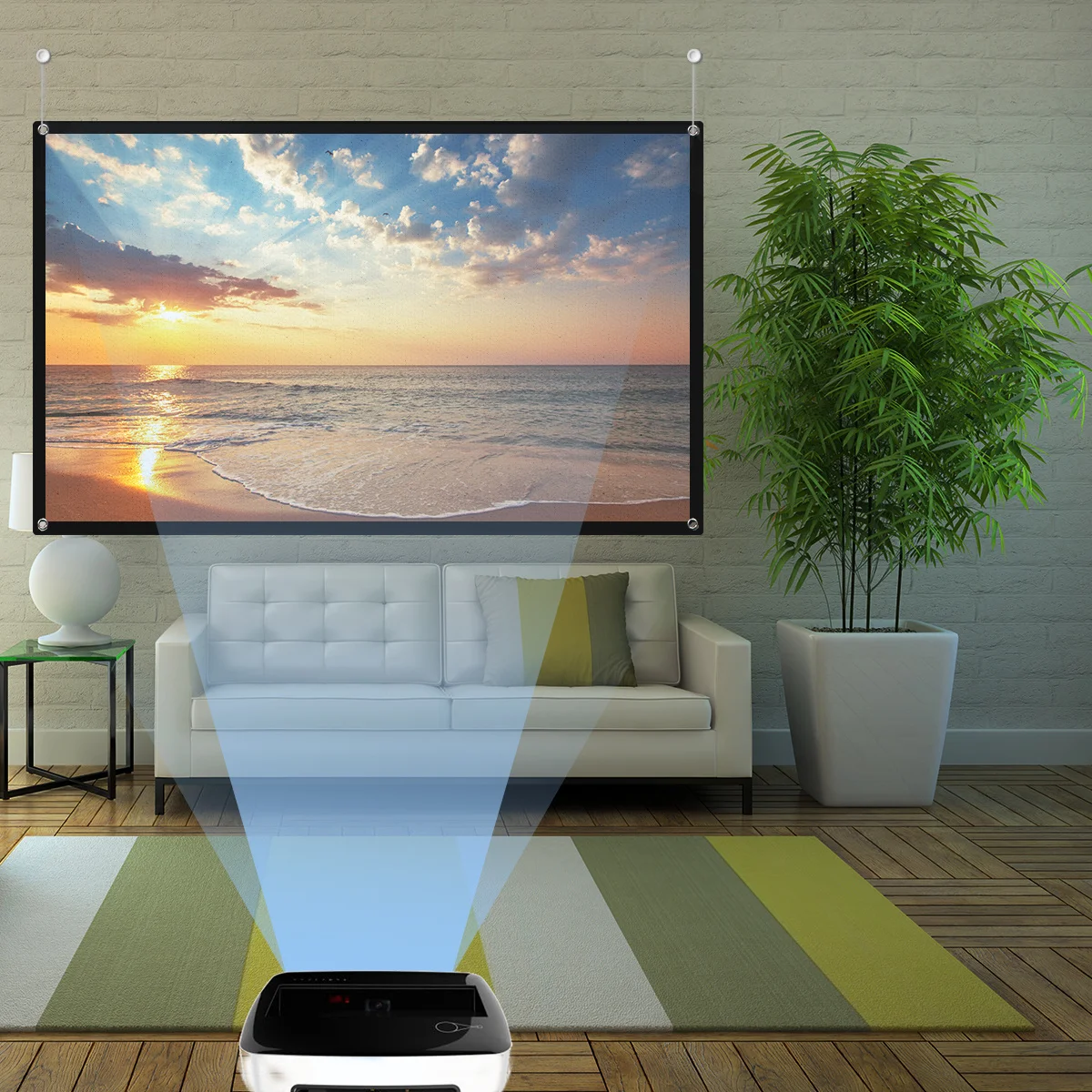 Anti-Crease Folding Projection Screen Portable Projector Curtain for Business Education Gaming Projector Screen