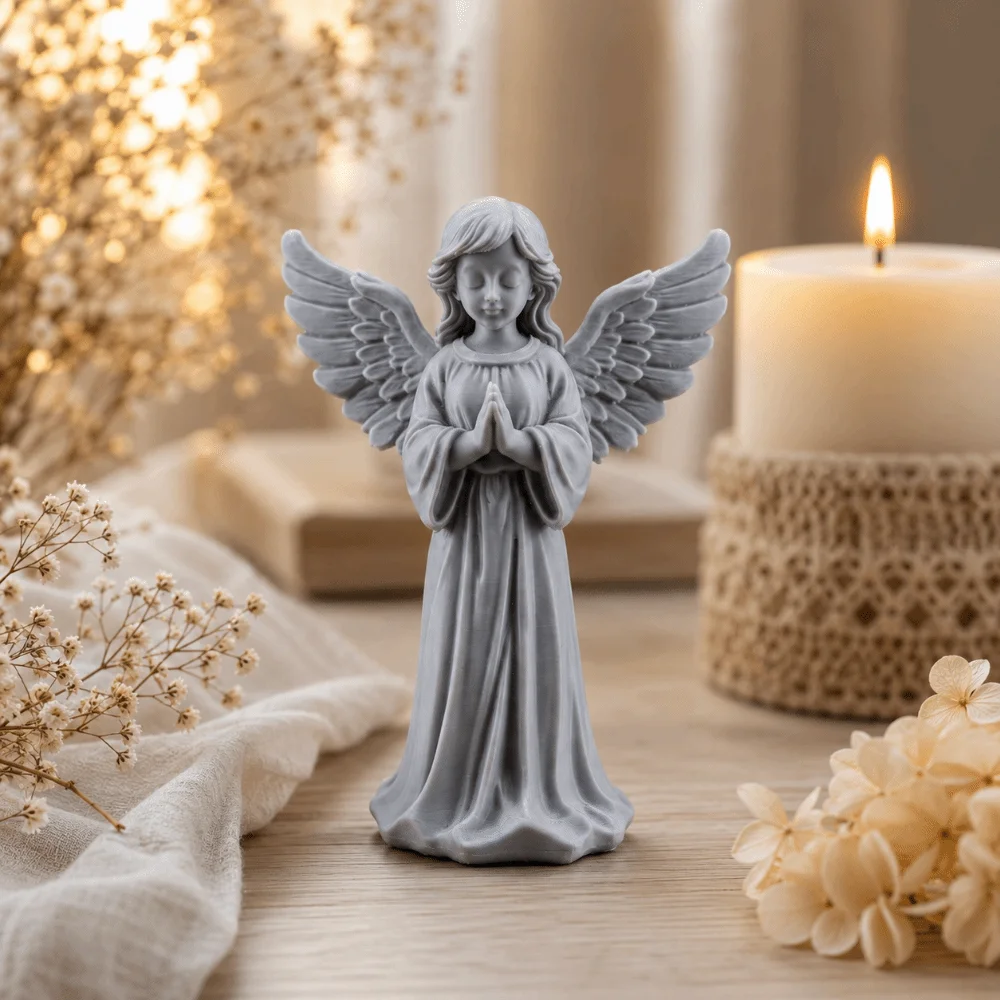 Cute Light Luxury Angel Wings Statue Decoration 3D Printed Guardian Angel Figurine Sweet Desktop Ornaments Living Room