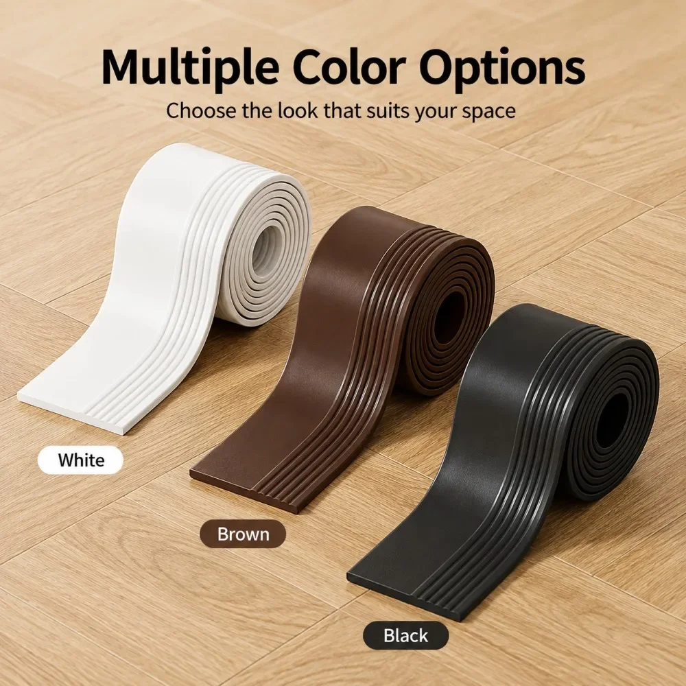 1M Self Adhesive Door Bottom Seal Strip Rubber Weather Stripping Soundproof Thickened Under Door Draft Stopper Weatherstripping