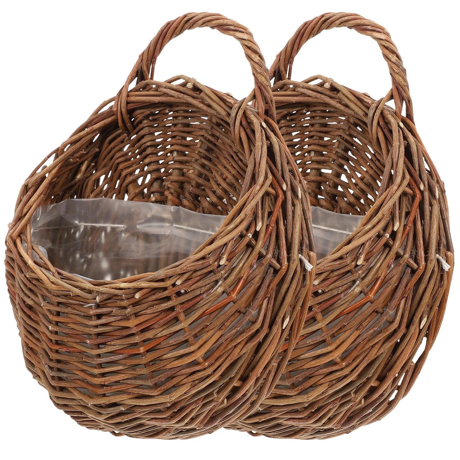 

2Pcs Woven Wall Basket Multi-Purpose Hanging Organizer for Kitchen Sundries Bath Accessories Floral Decoration Basket