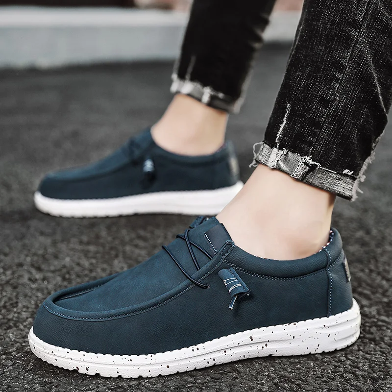 Men\'s Slip-On Casual Loafers Lightweight Comfortable Canvas Shoes Stretch Loafer Non Slip Breathable Boat Shoes for Men