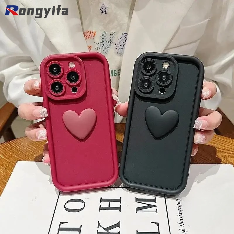 Per Huawei Nova Y71 Y70 Plus Y90 Y61 11i Y9 Y7 Prime Y7A Y7 Pro P60 P50E P40 Pro custodia per telefono Cute 3D Love Heart Cover posteriore morbida