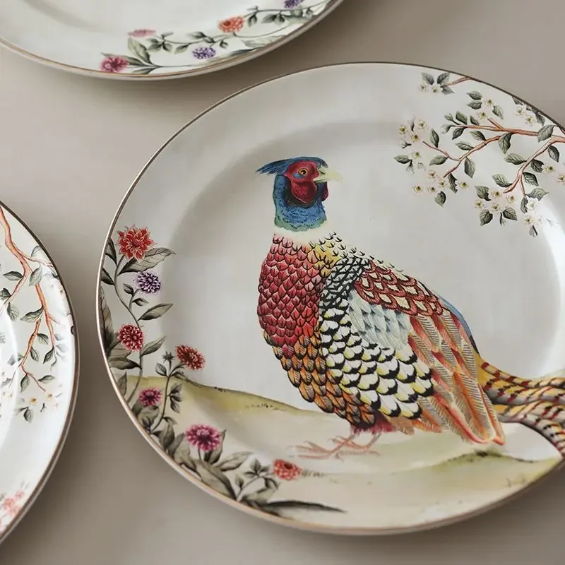 American country style turkey broccoli decorative retro pastoral ceramic  animal western  steak plate