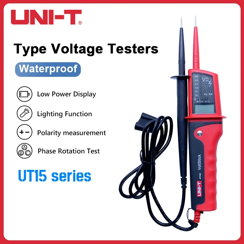 

UNI-T UT15B/C AC/DC Handheld Voltage Tester Display Continunity Voltmeter Auto Range Phase Rotation Multimeter