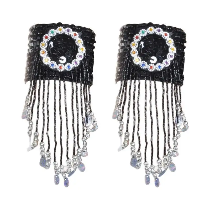 39BD Sparkling Fringes Belly Dance Armband with Gold Sequins Beaded Armlet Shimmering Tassels Belly Dancing Armlet
