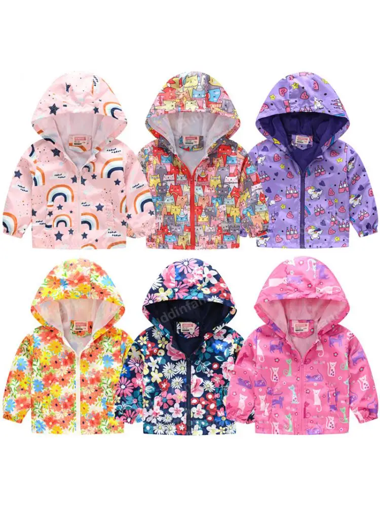 Children Clothes 2/3/6/7 Year Toddler Boy Jacket Waterproof Wind Kids Windbreaker Coat Zipper Baby Spring Summer Cartoon Pattern