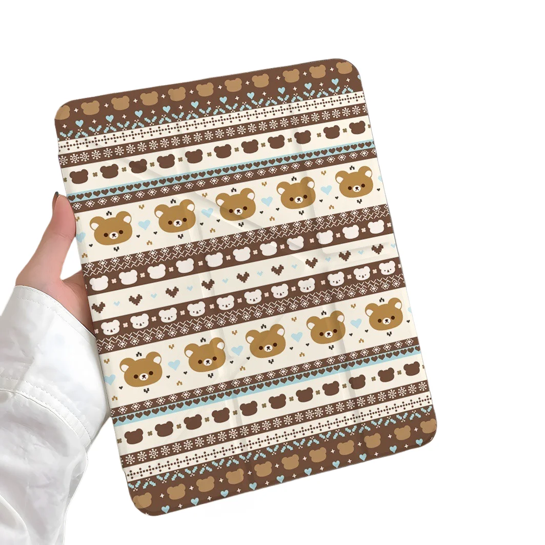 Knitted Bear Pen Slot Tablet Case For Mini7 6 iPad Pro 2024 2022 2021 2020 2019 2018 2017 11 10 9 8 7 6 5 Air7 6 5 4 3 2 1 Cover