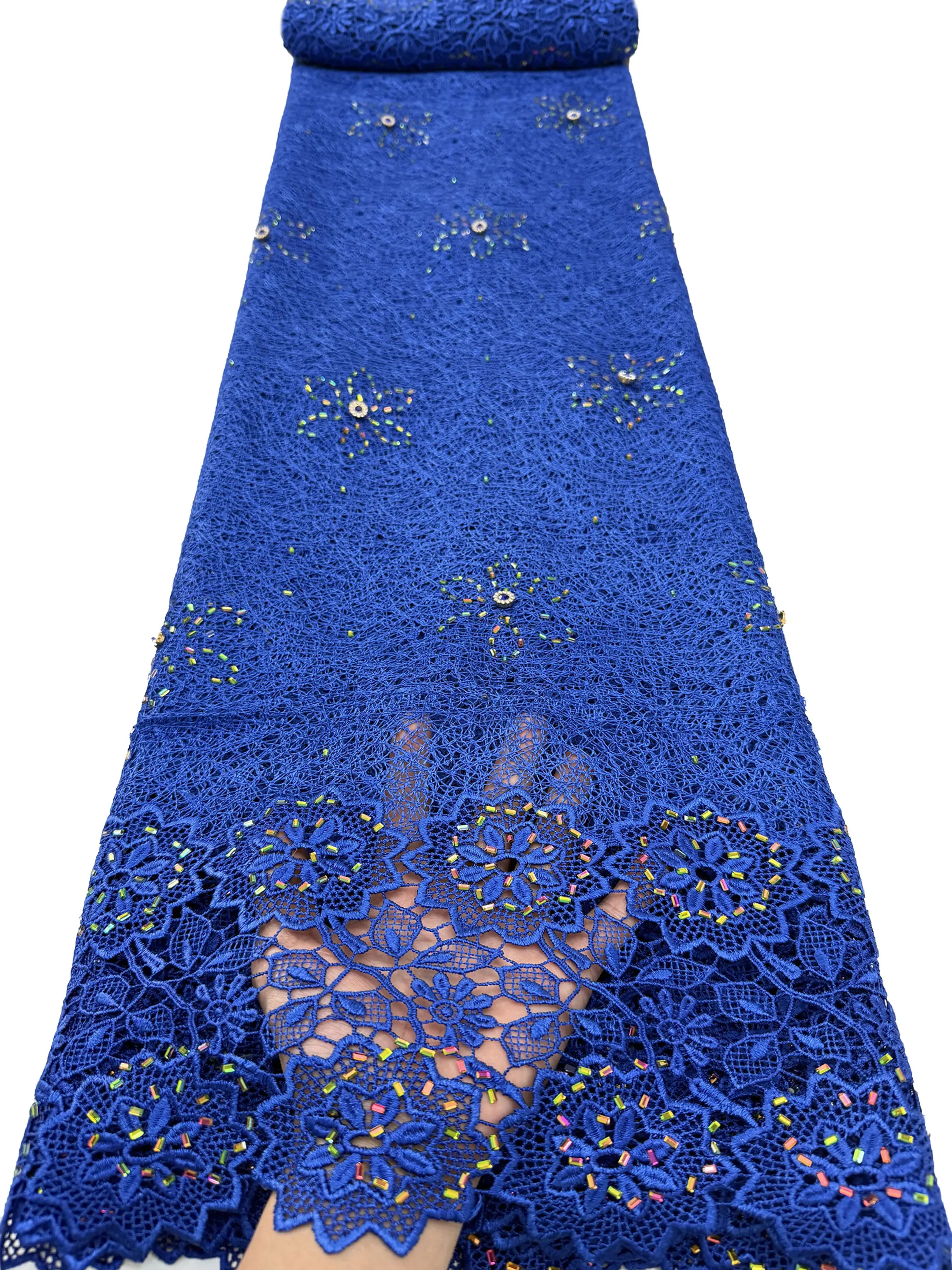 

African High Quality Water Soluble Embroidered Hollow Tulle Lace Fabric Material For Nigerian Women Wedding Party Dress Sewing