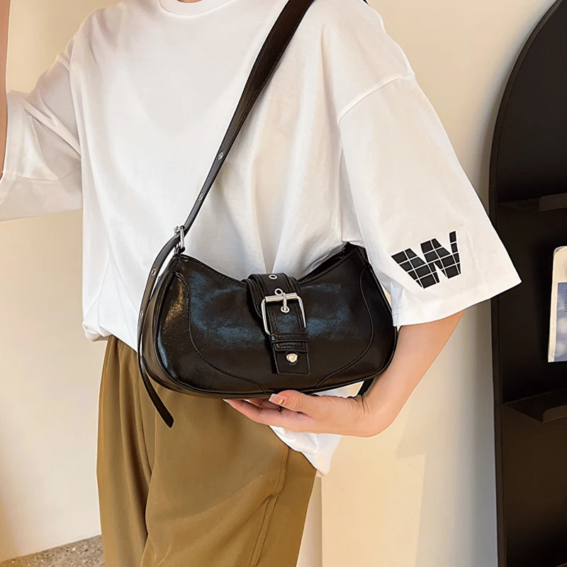 

Faionable Underarm Bag Women's Pure Color oulder Crossbody Bag Soft PU Leather Zipper Closure Casual Sle Small Size