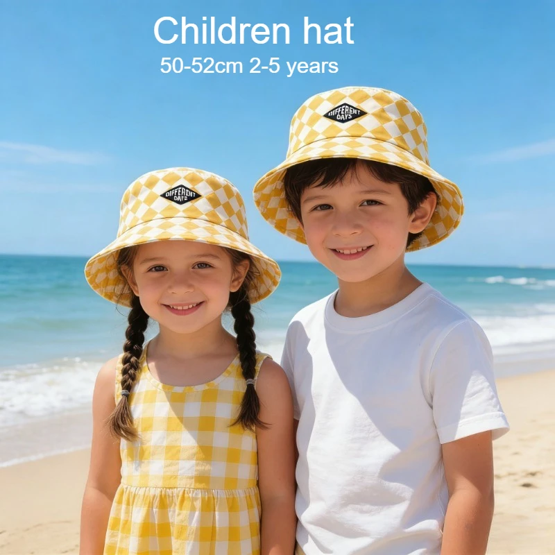 

1 шт., модная детская панама с шаховым узором, милая клетчатая шляпа от солнца для маленьких мальчиков и девочек, мягкая детская панама в рыбацком стиле