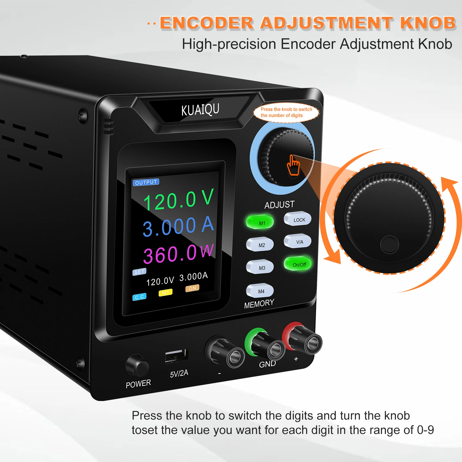 KUAIQU SPPS-D1203-232 120V3A 60V30V15V High Precision DC Switching Power Supply Laboratory Adjustable 4 Digits Display