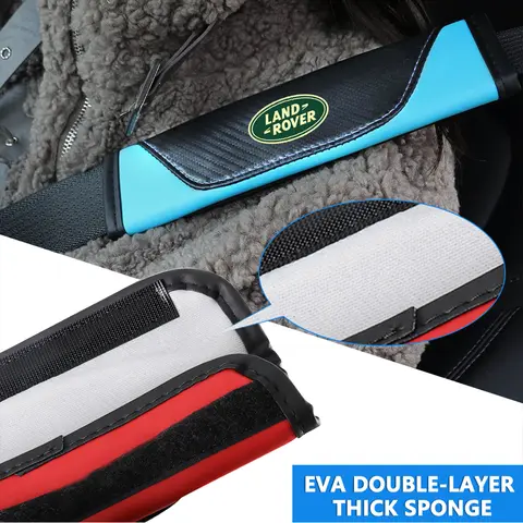 2pcs 자동차 안전 벨트 커버 패딩 탄소 섬유 벨트 어깨 슬리브 Landrover SVR Velar Evoque L322 L405 Discovery 용 인쇄