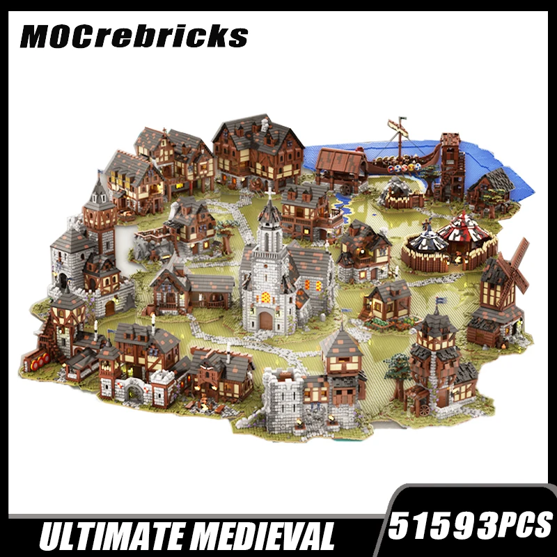 

UCS Famous Castle Building MOC Building Block Medieval Village Scene Architecture Ultimate Collection Street View Brick Toy Gift