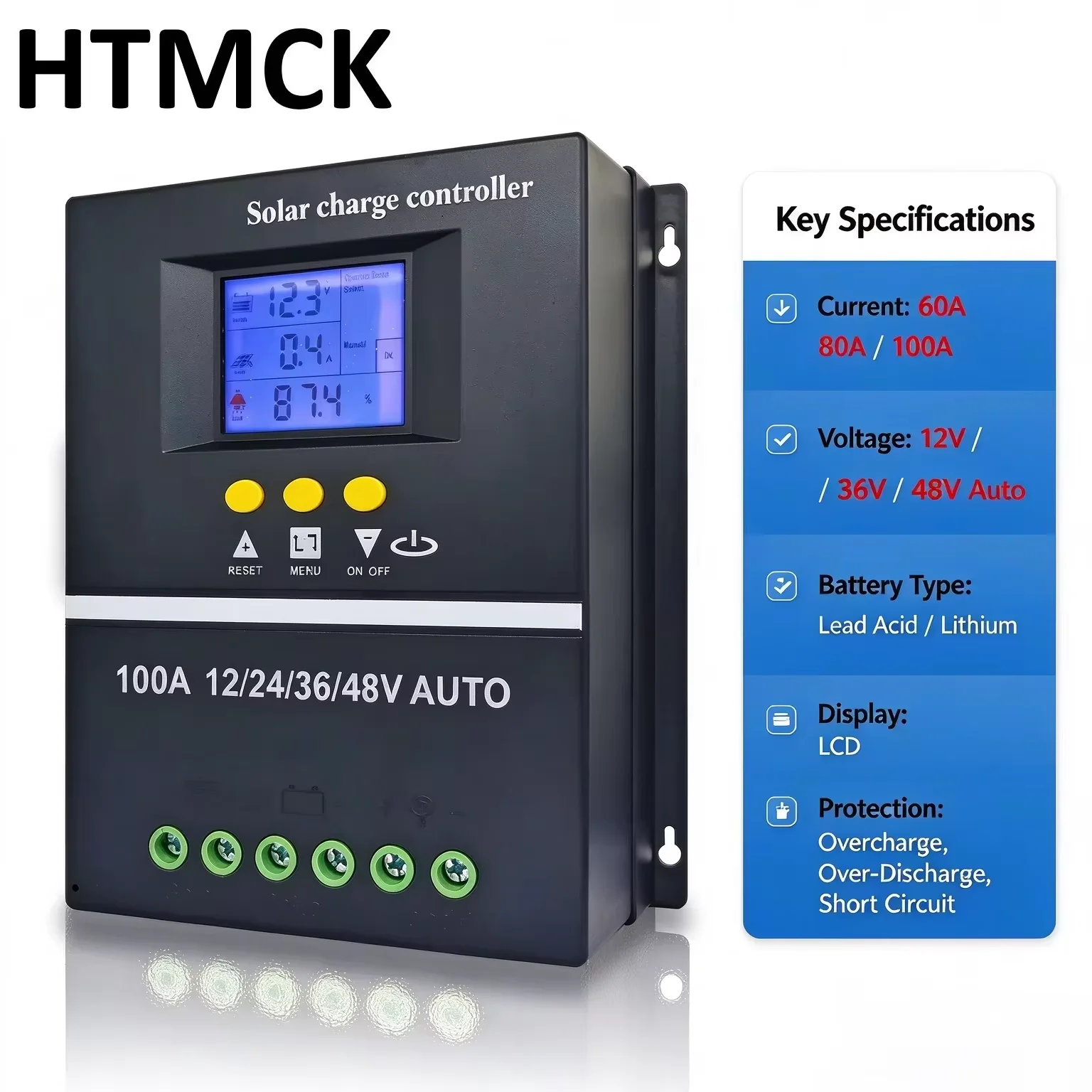 POWLSOJX MPPT 100A 80A 60A Solar Charge Controller 12V 24V 36V 48V Solar Panel Lead Acid/Lithium Battery Regulator Dual USB