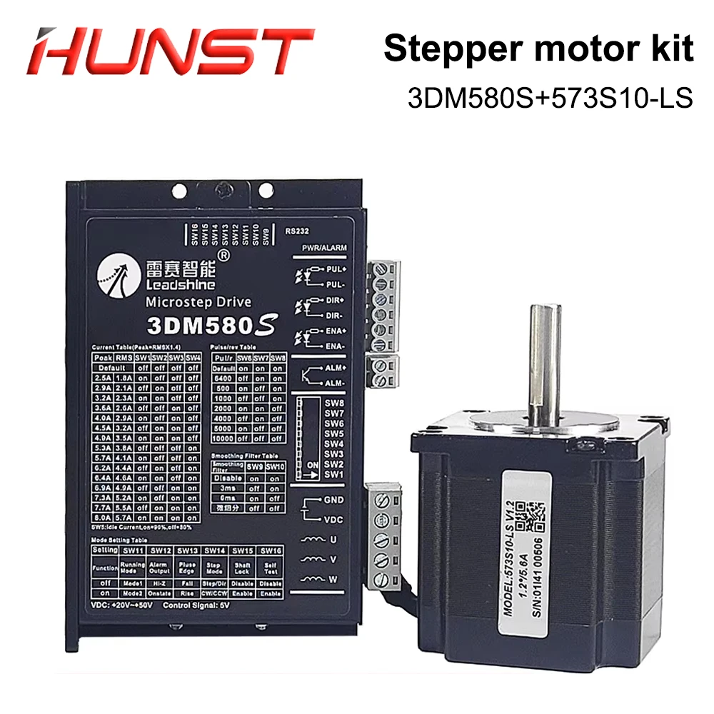 HUNST Leadshine Stepper Motor Driver Kit 3 Phase Stepper Motor 573S Series + 3DM580S for CNC Router Engraving Milling Machine