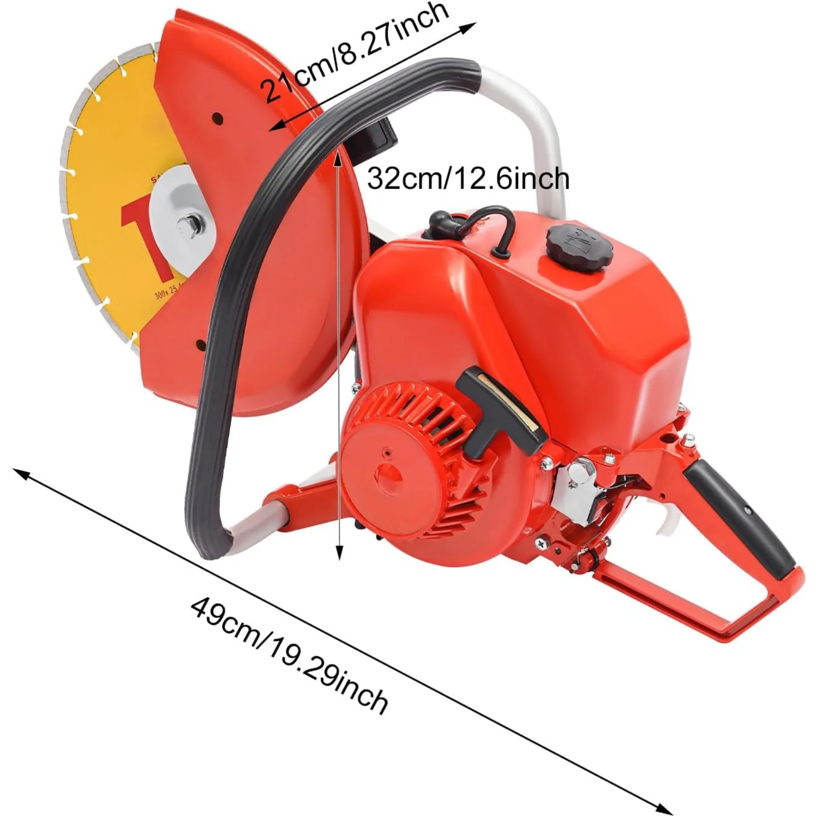 CNCEST ガス駆動コンクリートカッター、78.5CC 2 ストロークポータブルコンクリートソー ガスパワー 12 インチ切断ブレード付き