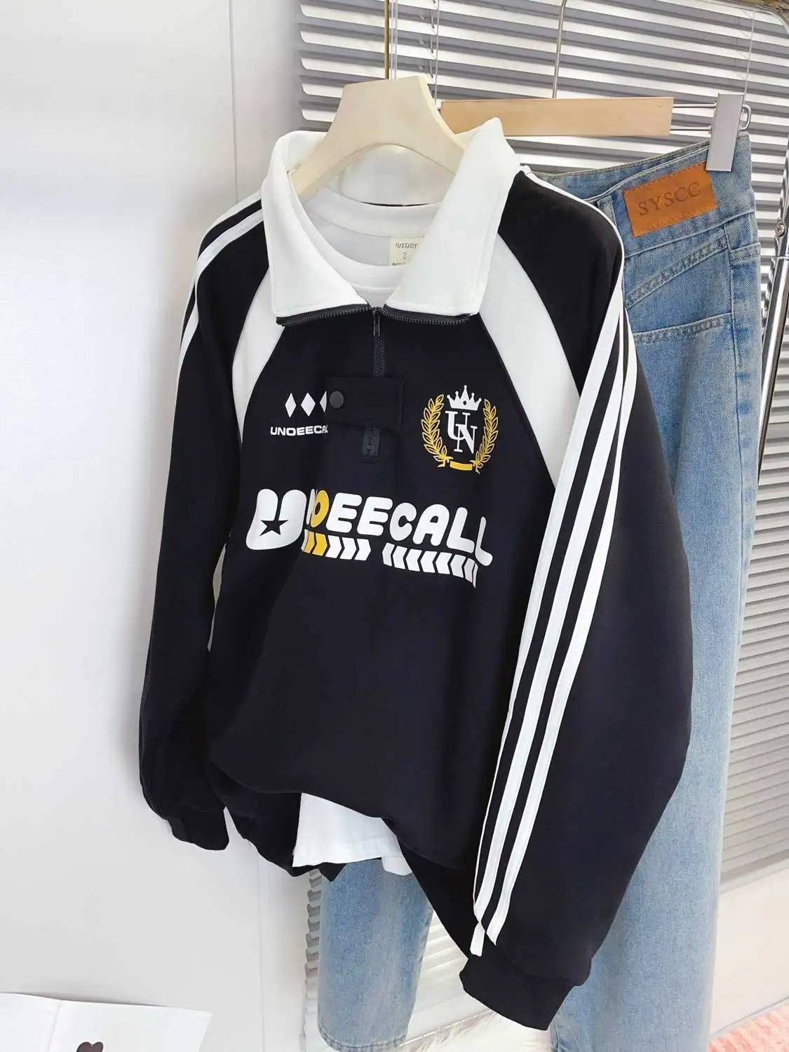 

Large Size American Retro Striped Sweatirt f Zip Men's Jaet Couple Outerwear Autumn Winter Casual Comfortable Fit