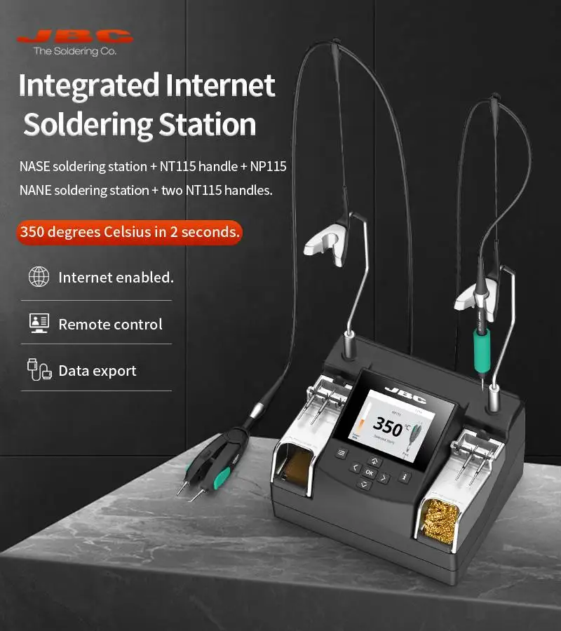 Original JBC NASE/NANE 2-Tool Nano Rework Soldering Station Includes NT115 NP115 Soldering Handle With C115 Series Soldering Tip